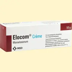 Opakowanie kremu Elocom 50g z substancją czynną Mometasonum. Idealny do zastosowań dermatologicznych.