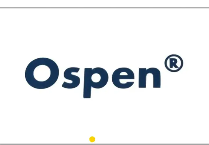 Logo Ospen w kolorze granatowym, z zarejestrowanym znakiem towarowym R.
