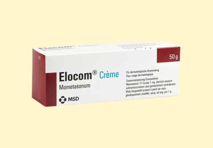 Opakowanie kremu Elocom 50g z substancją czynną Mometasonum. Idealny do zastosowań dermatologicznych.