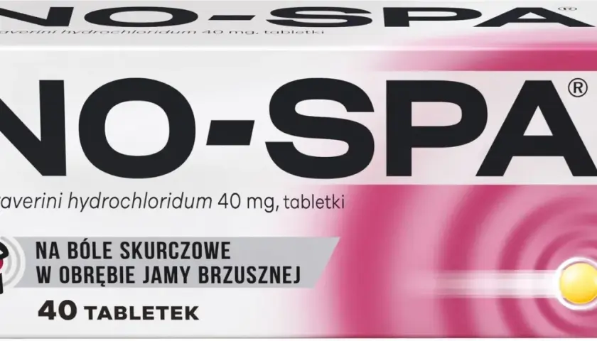 Opakowanie leku NO-SPA z drotaweryną na bóle skurczowe brzucha. 40 tabletek.